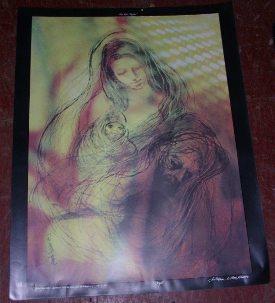 PRINTS: LARGE PILE OF VARIOUS PRINTS. APPROX 3 DIFFERENT PRINTS MULTIPLES OF THE PRINTS. PILE MEASURES 36 INCHES HIGH. PRINTS MEASURES 21 INCHES WIDE X 28 INCHES HIGH.