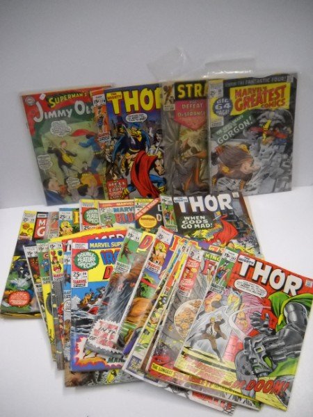 COMIC BOOKS: COLLECTION OF VARIOUS COMIC BOOKS INCLUDING FANTASTIC FOUR; THOR; DR. STRANGE. SOME 12 CENTS, 15 CENTS, 25 CENTS COMICS. USED CONDITION.
