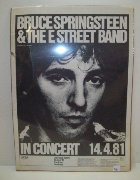 POSTER: BRUCE SPRINGSTEEN & THE E STREET BAND POSTER. PRINTED BY FRITZ RAU. TEAR; STAINS. 20 INCHES WIDE X 28 INCHES HIGH