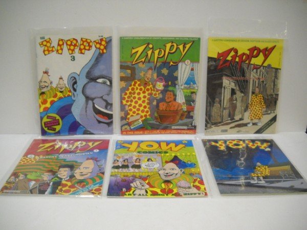 ZIPPY & YOW COMICS UNDERGROUND COMIC BOOK: 4 ZIPPY COMICS 3 1993, 1980 COVERS BY BILL GRIFFITH, FRANK P. GRIFFY; 2 YOW COMICS 1978, 1979 COVERS BY BILL GRIFFITH. UNDERGROUND COMIC BOOKS. CALL 845-457-7550 OR EMAIL STERLINGAUCTION@AOL.COM FOR F