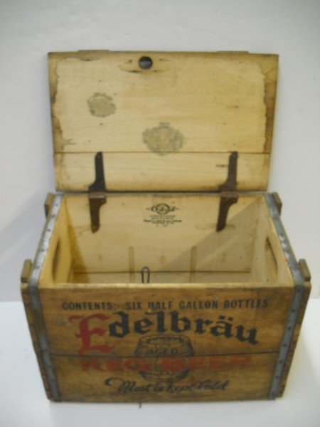 ADVERTISING: EDEBRAU AGED KEG BEER WOOD ADVERTISING VINTAGE CRATE. 13 1/2 INCHES X 18 INCHES X 11 1/2 INCHES. CALL 845-457-7550 OR EMAIL STERLINGAUCTION@AOL.COM FOR FULL CONDITION REPORT, SHIPPING/PACKING QUOTES P