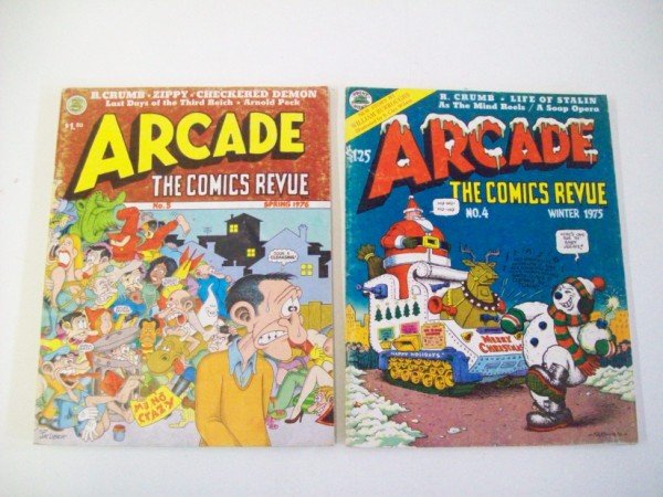 ARCADE THE COMICS REVUE UNDERGROUND COMIC BOOK: 2 ARCADE THE COMICS REVUE: NO. 5 SPRING 1976, JAY LYNCH COVER; NO. 4 WINTER 1975, ROBERT CRUMB COVER. UNDERGROUND COMIC BOOKS. CALL 845-457-7550 OR EMAIL STERLINGAUCTION@AOL.COM FOR FULL CONDITION REP