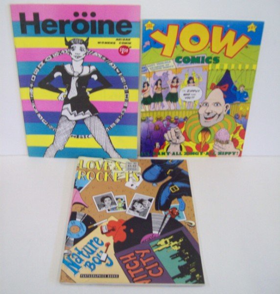 HEROINE; YOW COMICS; LOVE & ROCKETS UNDERGROUND CO: YOW COMICS NO. 1 1978 BILL GRIFFITH COVER; LOVE & ROCKETS NO. 30 XAIME '88 COVER JULY 1989; HEROINE MARCH COMIC. UNDERGROUND COMIC BOOKS. CALL 845-457-7550 OR EMAIL STERLINGAUCTION@AOL.COM FOR FULL CO