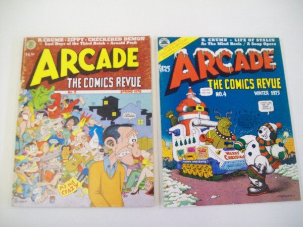 ARCADE THE COMICS REVUE UNDERGROUND COMIC BOOK: 2 ARCADE THE COMICS REVUE: NO. 5 SPRING 1976, JAY LYNCH COVER; NO. 4 WINTER 1975, ROBERT CRUMB COVER. UNDERGROUND COMIC BOOKS. CALL 845-457-7550 OR EMAIL STERLINGAUCTION@AOL.COM FOR FULL CONDITION REP
