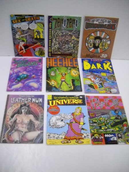 RIP OFF; LEATHER NUN; HEE HEE UNDERGROUND COMIC B: TALES OF SEX AND DEATH #2; ZERO ZERO JULY 1995; RIP OFF PRESS PRESENTS UNDERGROUND CLASSICS; FEVER DREAMS; HEE HEE; LAUGH IN THE DARK; RIP OFF COMIX #4; THE CARTOON HISTORY OF THE UNIVERSE VOL. 4; TAL