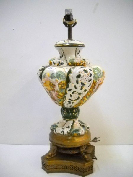 CAPODIMONTE LAMP: CAPODIMONTE LAMP. 24 INCHES X 9 INCHES. CALL 845-457-7550 OR EMAIL STERLINGAUCTION@AOL.COM FOR FULL CONDITION REPORT, SHIPPING/PACKING QUOTES PRIOR TO BIDDING. IF YOU BID WITHOUT CALLING OR EMAILING Y