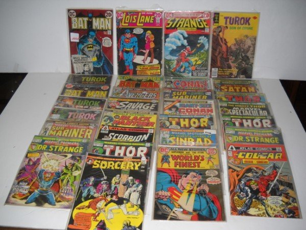 COMIC BOOKS: 29 COMIC BOOKS: THOR; LOIS LANE; BATMAN; TUROK; THE BLACK PANTHER; SUB MARINE; DR. STRANGE; SORCERY; SAVAGE; AVENGERS. USED CONDITION. CALL 845-457-7550 OR EMAIL STERLINGAUCTION@AOL.COM FOR FULL CONDI