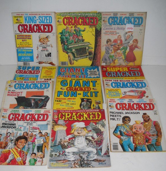 COMIC BOOKS: 12 CRACKED COMIC BOOKS INCLUDING 2 MICHAEL JACKSON. USED CONDITION. CALL 845-457-7550 OR EMAIL STERLINGAUCTION@AOL.COM FOR FULL CONDITION REPORT, SHIPPING/PACKING QUOTES PRIOR TO BIDDING. PAYMENT MUST