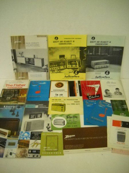 CATALOGS: RADIO RELATED CATALOGS INCLUDE THE FISHER HANDBOOK; ZENITH; ELECTRA; GRAND PRIX. USED CONDITION. 11 INCHES X 8 1/2 INCHES. CALL 845-457-7550 OR EMAIL STERLINGAUCTION@AOL.COM FOR FULL CONDITION REPORT,
