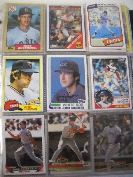 SPORTS CARDS: COLLECTION OF VARIOUS BASEBALL CARDS INCLUDING JERRY KOOSMAN; BOBBY BONILLA; BOB OJEDA; JIM PALMER. APPROX 31 PAGES.