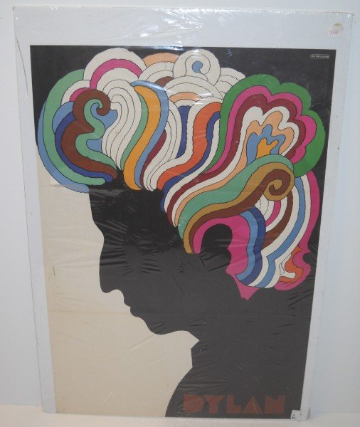 BOB DYLAN POSTER: 1960'S BOB DYLAN POSTER BY MILTON GLASER. FOLD MARKS. 33 INCHES X 22 INCHES