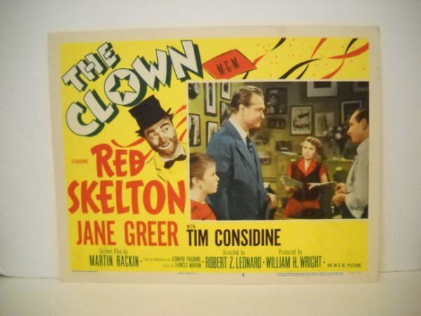 LOBBY CARD: LOBBY CARD - THE CLOWN WITH RED SKELTON, JANE GREER, TIM CONSIDINE. USED CONDITION. 1953. 14 INCHES WIDE X 11 INCHES HIGH.