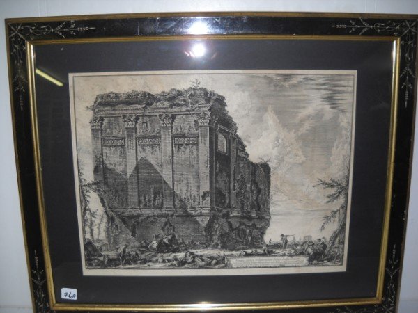 ENGRAVING: FRANCESCO PIRANESI ENGRAVING 1790-1810. 22 INCHES X 17 INCHES.