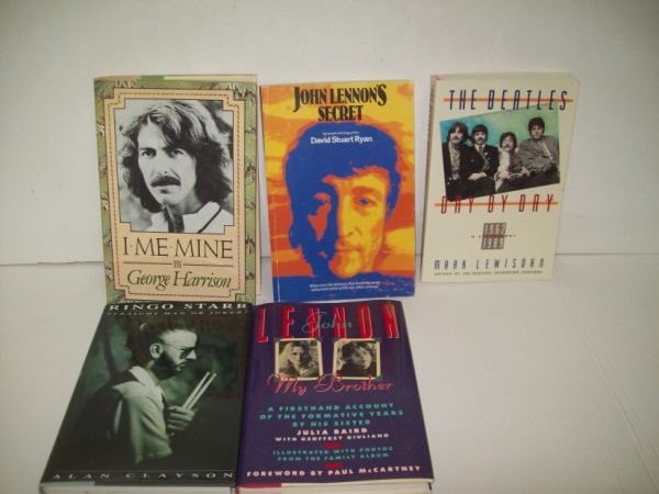 BEATLES BOOKS: 5 BEATLES BOOKS INCLUDING I ME MINE; RINGO STARR; JOHN LENNON MY BROTHER; THE BEATLES OUT BY DAY; JOHN LENNON'S SECRET. USED CONDITION