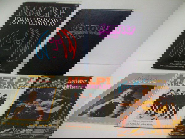 BEATLES BOOKS: 5 BEATLES BOOKS INCLUDING HELP! THE BEATLES; JULIAN LENNON; IMAGINE JOHN LENNON; BEATLES FOREVER; PAUL MCCARTNEY & WINGS. USED CONDITION; 1 BOOK HAS PAGES NOT ATTACHED; 1 LACKING DUST JACKET.