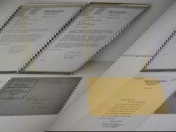 SIGNED LETTERS: 3 SIGNED LETTERS BY LEWIS K. ROCKEFELLER; ROBERT C. BYRD U.S. SENATOR. FOXING.