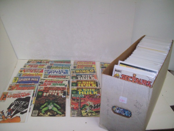 COMIC BOOKS: COLLECTION OF ASSORTED COMIC BOOKS INCLUDING SHE HULK; SPIDER MAN; RAWHIDE; POWER PACK; OUTLAW KID; RINGO KID. 100 +.
