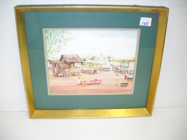 WATERCOLOR SIGNED: WATERCOLOR SIGNED JOSE DAVID TALH ESTATE CALOOCA RIZAL PHILIPPINES 10/15/56. 17 INCHES X 15 INCHES