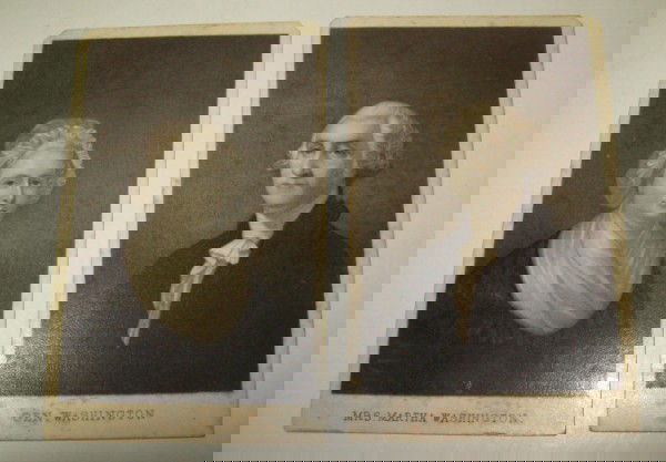CDV PHOTOS: GEN. GEORGE WASHINGTON AND MARTHA CDV PHOTOS. FOXING. 4 INCHES X 2 1/2 INCHES