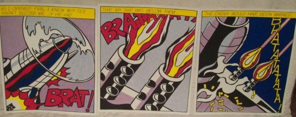 ROY LICHTENSTEIN "AS I OPENED FIRE" LITHOGRAPH: ROY LICHTENSTEIN "AS I OPENED FIRE" LITHOGRAPH. VERSO ON BACK Printed by Drikkerj Luii & Co., Amsterdam, The Netherlands. Published by the Stedelijk Museum, Amsterdam. 20 3/4 INCHES X 25 1/4 EACH. All