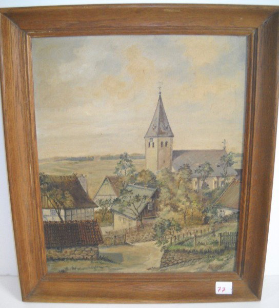 OIL ON BOARD SIGNED: OIL ON BOARD VILLAGE SCENE SIGNED FRANZ PIEPER. PAINT LOSS; STAINS. CHIPS TO FRAME. 19 1/2 INCHES WIDE X 22 1/2 INCHES HIGH. All property is sold "AS IS", "WHERE IS", and ALL SALES ARE FINAL. There ar