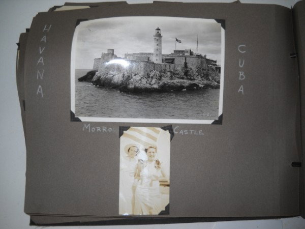 PHOTOS: PHOTO ABLUM WITH TRAVEL PHOTOS INCLUDING MORRO CASTLE HAVANA CUBA; SARATOGA 1937; EDDY FARM GOLF COURSE 1934. NOT COMPLETE. 13 INCHES WIDE X 10 INCHES HIGH. All property is sold "AS IS", "WHERE IS", a