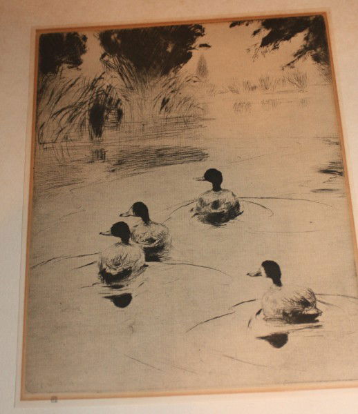 ETCHINGS: 2 FRANK BENSON DUCK ETCHINGS. EACH MEASURES 7 INCHES X 9 INCHES. FOXING; TEARS; UNFRAMED. All property is sold "AS IS", "WHERE IS", and ALL SALES ARE FINAL. There are NO REFUNDS, NO EXCHANGES. ALL ART