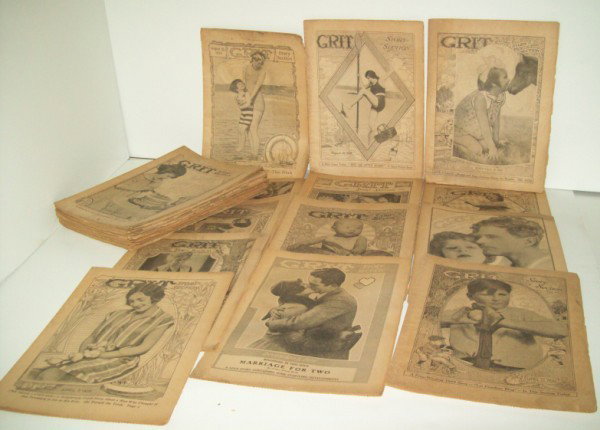 MAGAZINES: 31 1930'S GRIT STORY SECTION MAGAZINES. FOXING; TEARS; RIPS; PAGES, COVER NOT ATTACHES. 11 1/2 INCHES X 9 1/2 INCHES. All property is sold "AS IS", "WHERE IS", and ALL SALES ARE FINAL. There are NO RE