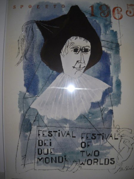 POSTER: BEN SHAHN FESTIVAL OF TWO WORLDS POSTER 1965. 27 1/2 INCHES WIDE X 39 INCHES HIGH. All property is sold "AS IS", "WHERE IS", and ALL SALES ARE FINAL. There are NO REFUNDS, NO EXCHANGES. ALL ARTWORK, P