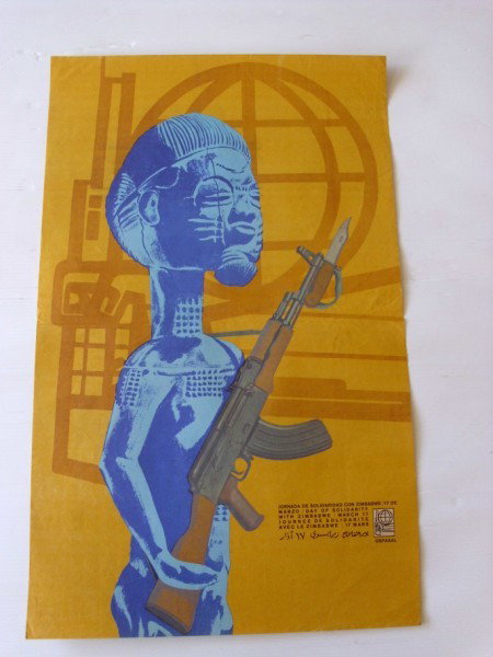 PROPAGANDA POSTER: PROPAGANDA POSTER BY OSPAAAL. CREASES; EDGE TEARS; USED CONDITION. 21 INCHES X 13 INCHES. PLEASE CONTACT AUCTION HALL REGARDING COMPLETE CONDITION REPORT PRIOR TO BIDDING. All property is sold "AS IS"
