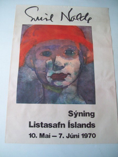 EXHIBITION POSTER: 1970 SYING LISTASAFN ISLANDS EXHIBITION POSTER. CREASES; EDGE TEARS; USED CONDITION. 27 INCHES X 19 INCHES. PLEASE CONTACT AUCTION HALL REGARDING COMPLETE CONDITION REPORT PRIOR TO BIDDING. All proper