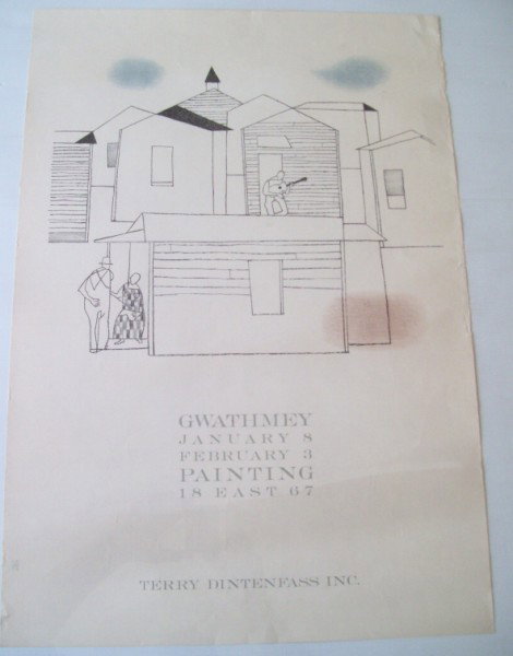 EXHIBITION POSTER: 1970'S GWATHMEY PAINTING EXHIBITION POSTER. CREASES; EDGE TEARS; USED CONDITION. 26 INCHES X 18 INCHES. PLEASE CONTACT AUCTION HALL REGARDING COMPLETE CONDITION REPORT PRIOR TO BIDDING. All property i
