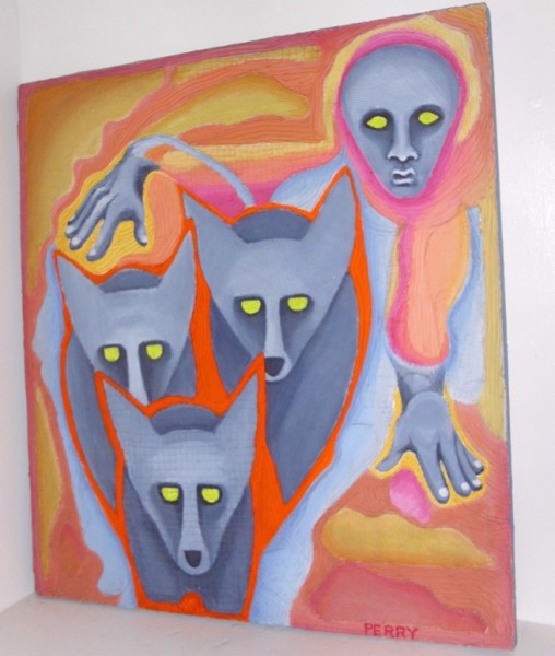 ARTWORK: OIL ON CANVAS SIGNED PERRY. SCUFFS; PAINT CHIPPED ON EDGES. 36 INCHES WIDE X 40 INCHES HIGH. All property is sold "AS IS", "WHERE IS", and ALL SALES ARE FINAL. There are NO REFUNDS, NO EXCHANGES. ALL 