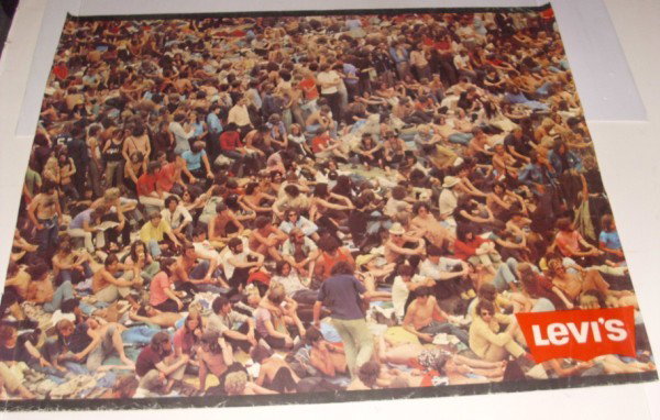 ADVERTISING POSTER: 1960'S LEVI'S JEANS ADVERTISING POSTER BY Ida Van Bladel. POSTER IS CUT DOWN ON EDGES. CREASES. 27 INCHES HIGH X 34 INCHES WIDE. All property is sold "AS IS", "WHERE IS", and ALL SALES ARE FINAL. Ther