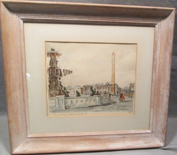 LITHOGRAPH: FRANZ HERBELOT PARIS PRINT . 19 INCHES X 17 1/2 INCHES FRAMED.