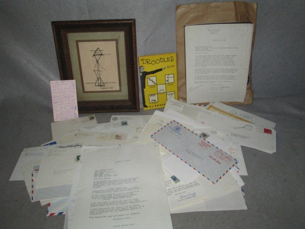 PAPER LOT: COLLECTION OF 86 LETTERS REGARDING "DOODLES", A BOOK THAT WAS WRITTEN BY NORMAN BURTON URIS. HE WROTE LETTERS TO VARIOUS OFFICIALS, ACTORS, ETC. THIS LOT CONTAINS LETTERS OF DENIAL.