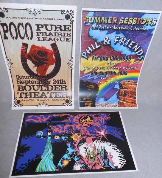 MUSIC CONCERT POSTERS: 2 MUSIC CONCERT POSTERS INCLUDING POCO, PHIL & FRIENDS; & ART PRINT POSTER. 17 INCHES X 11 INCHES.