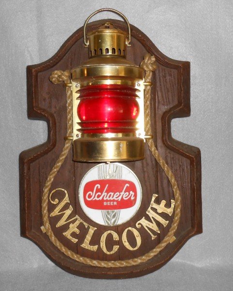 BEER ADVERTISING: SCHAEFER BEER ADVERTISING LIGHTED SIGN. WORKING. 18 INCHES X 13 INCHES.