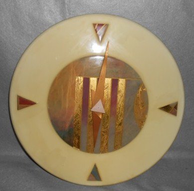 CLOCK: 1983 WALL HANGING CLOCK BY EMPIRE ART PRODUCTS CO. INC. 17 INCHES DIAM.