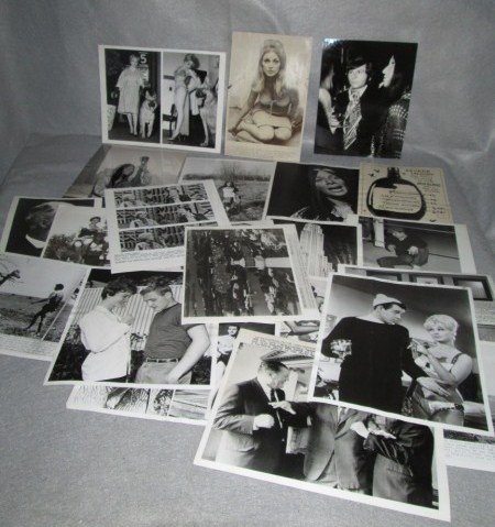 PHOTOS: COLLECTION OF 22 PRESS PHOTOS INCLUDING SHARON TATE; ROMAN POLANSKI; B UFFY SAINTE MARIE; GORDON SCOTT; JAMES HATCHER. USED CONDITION. LARGEST MEASURES 10 INCHES X 8 INCHES.