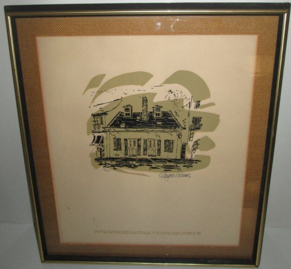 LITHOGRAPH: HOUSE LITHOGRAPH BY WAYNE SESSIONS, 12/30. IT WAS DONE FOR THE "JOAN MIRO INTERNATIONAL DRAWING COMPETITION" AT THE MIAMI ART CENTER OCT. 28, 1970. 19 1/2 INCHES X 22 INCHES