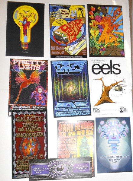 MUSIC CONCERT POSTERS: 10 MUSIC CONCERT POSTERS INCLUDING EELS; PRETTY LIGHTS; JIMMY HERRING BAND; GALACTIC; SOUNDGARDEN; & ART PRINT POSTERS. SIZES RANGE FROM 10 X 19 TO 13 X 19.