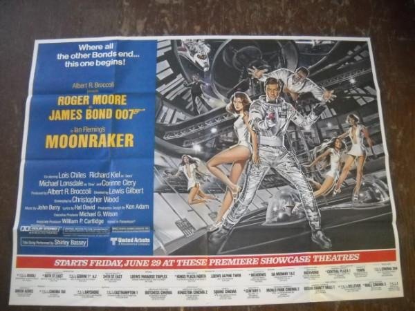 MOVIE POSTER: JAMES BOND 007 MOON RAKER SUBWAY POSTER. FOLDED CREASES. 60 INCHES X 45 INCHES