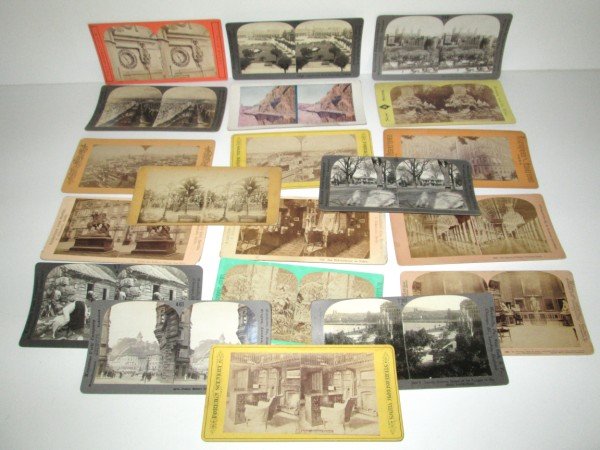 STEREO-OPTIC VIEWS CARDS: 20 WORLD CITIES STEREOPTICON (STEREO-OPTIC) VIEW CARDS.
