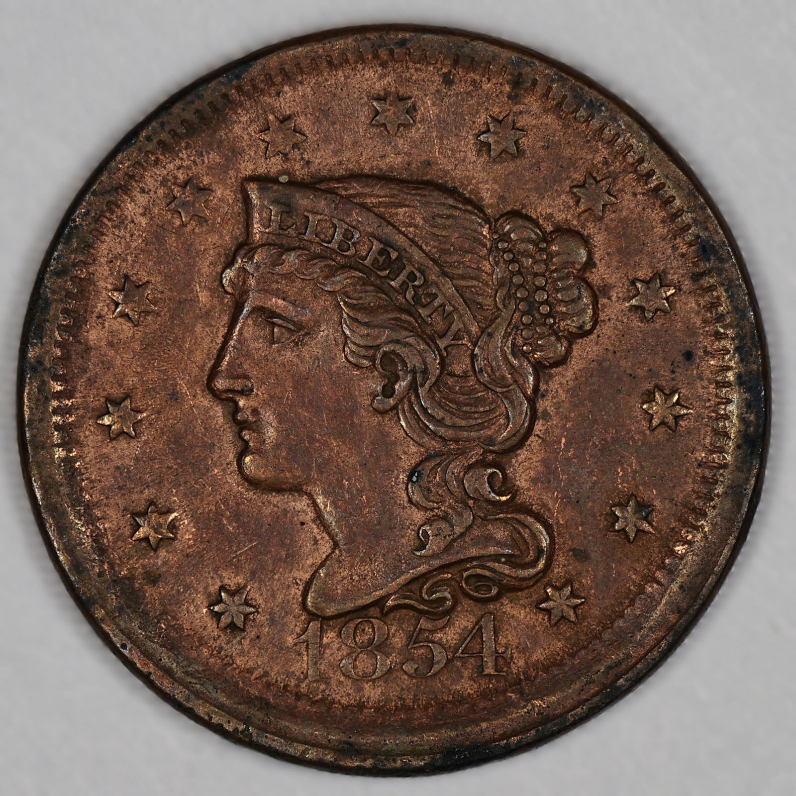 1854 XF/AU Large Cent BROADSTRUCK (1 of 2)