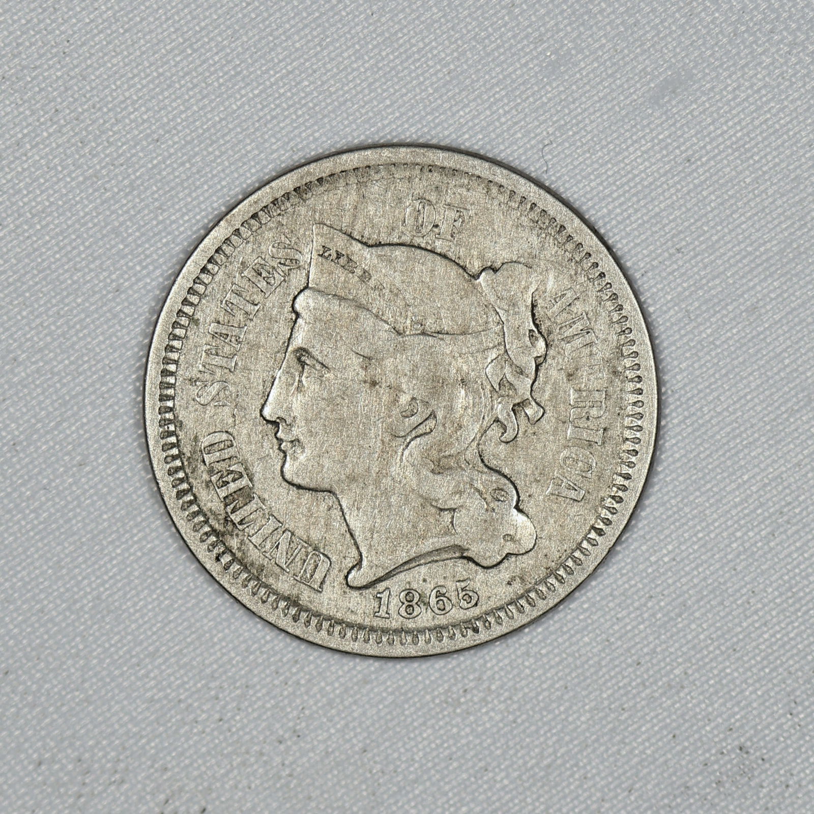 1865 VF Three Cent Nickel 3CN (1 of 2)