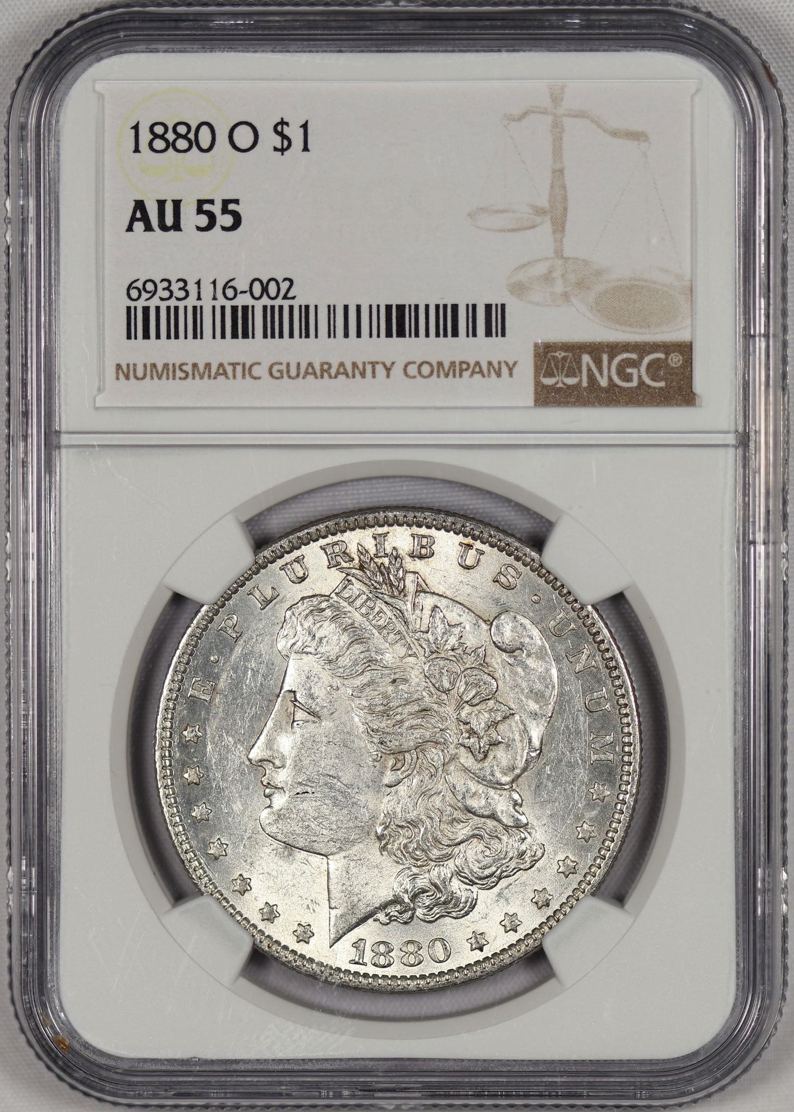 1880 O AU 55 NGC Morgan Silver Dollar (1 of 2)
