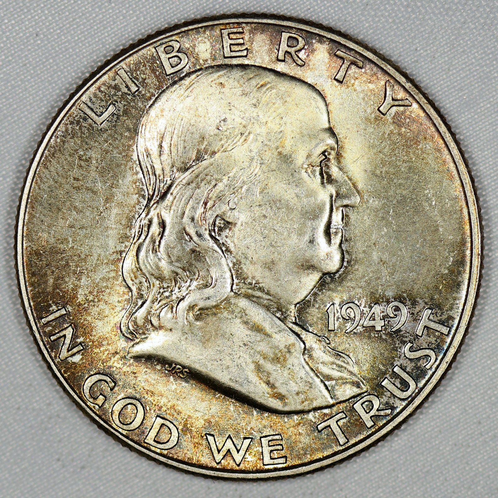 1949 BU FBL Franklin Half Silver Dollar TONED (1 of 2)