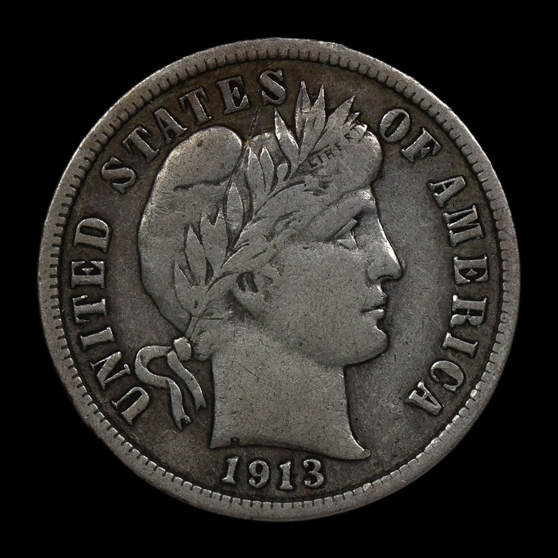 1913 Barber Silver Dime VF KEY DATE COIN (1 of 2)