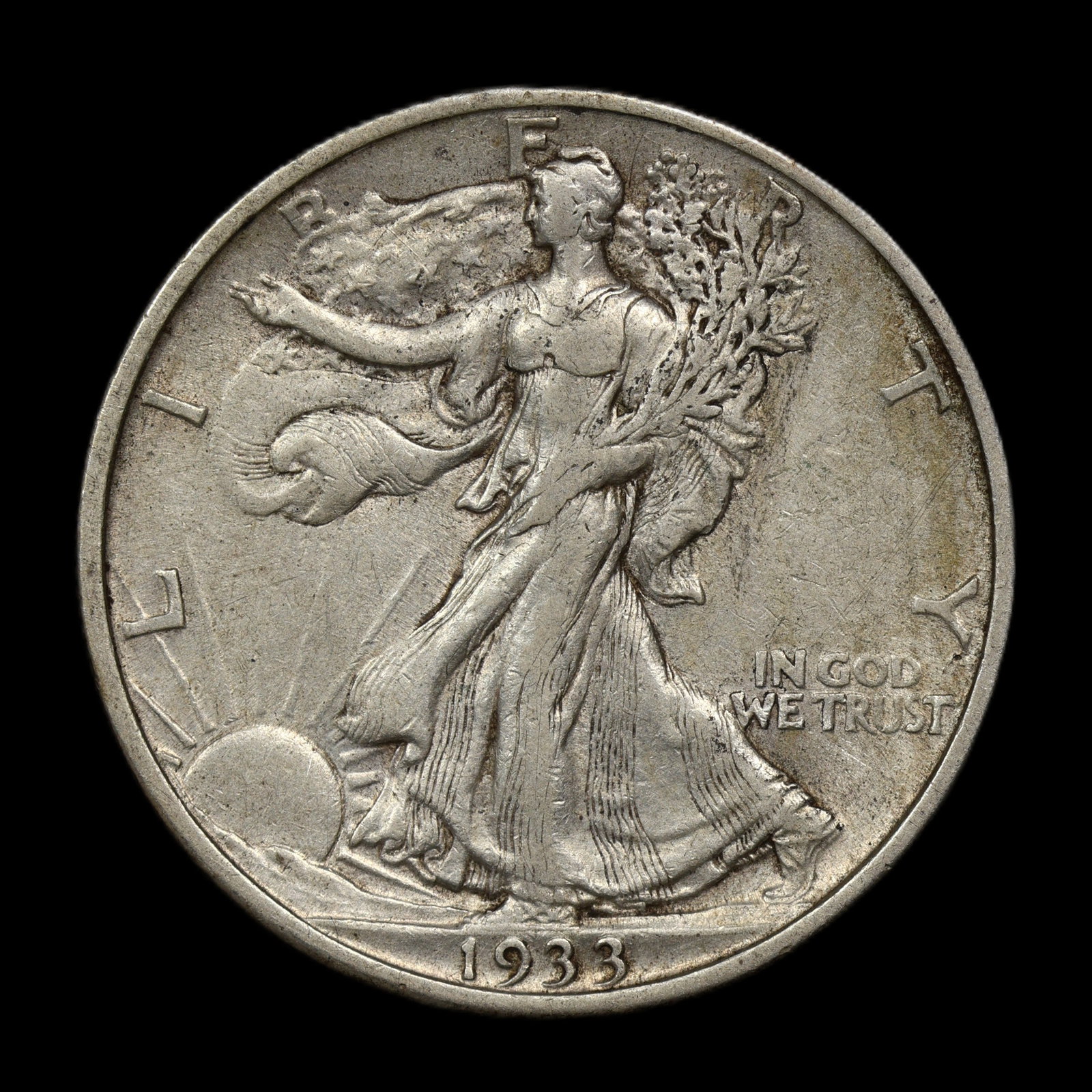 1933 S Walking Liberty Silver Half XF (1 of 2)